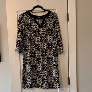 Emma & Michele Black and Cream 3/4 Sleeve Dress Size M
